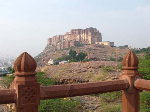 The Fort, perched atop a hill, enclosed by the Blue City of Johdpur. 