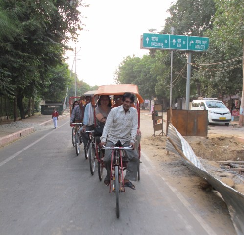 You ride this rickshaw on your way to Taj Mahal.